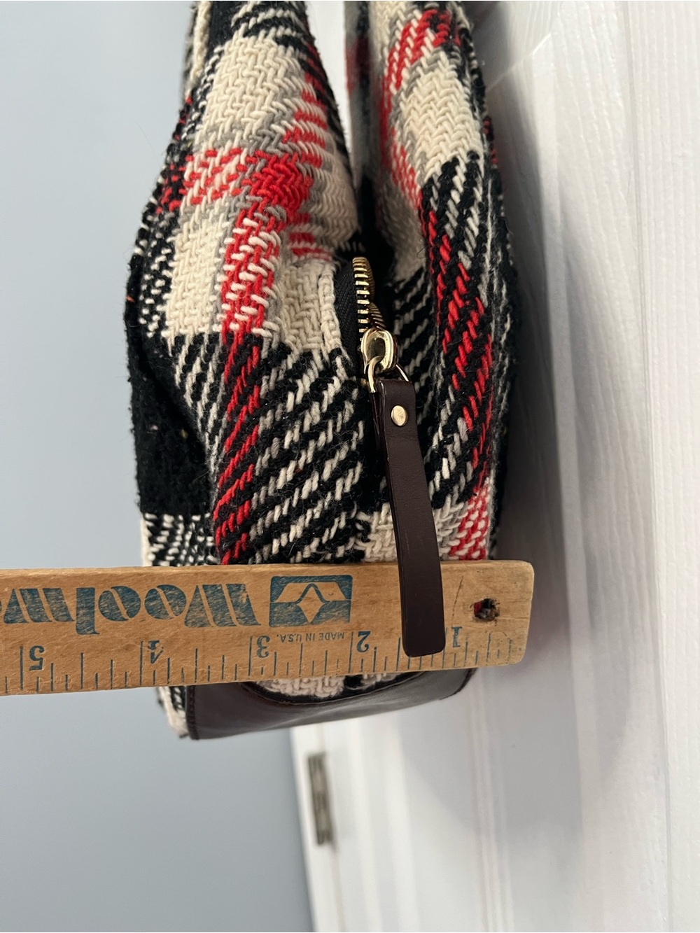 Kate Spade NY Storybook Lining Ruby Park Shon Hobo Bag Plaid Wool Red - Picture 17 of 17